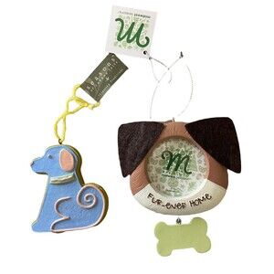 Midwest-CBK Dog Cookie and Photo Frame Christmas Ornament Lot of 2